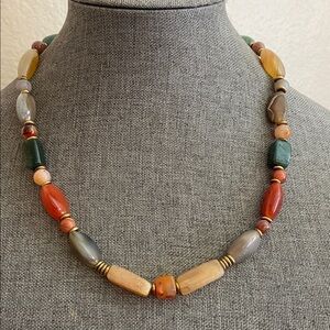 Vintage 70s Multicolor Polished GemStones Necklace